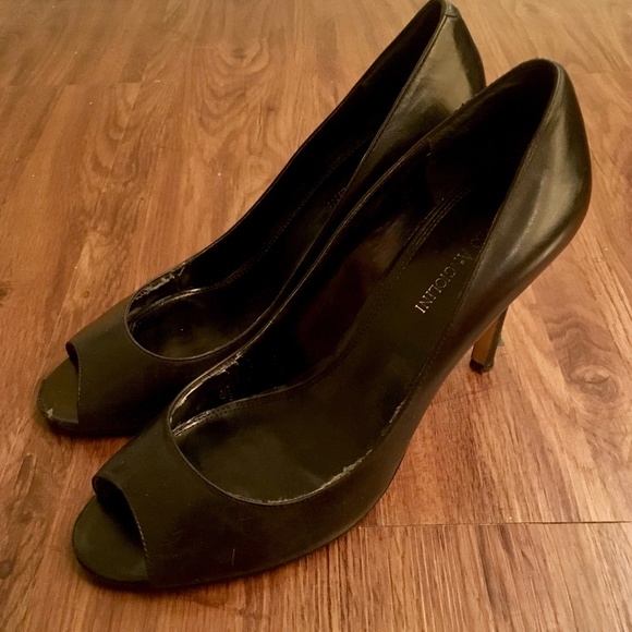 Enzo Angiolini Leather Peep Toe Pumps Heels - Picture 1 of 7
